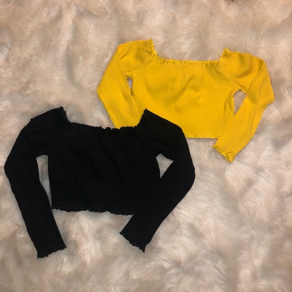 Tops - Ribbed, off-the-shoulder, crop tops.